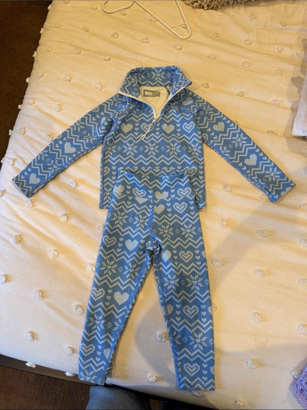 Beach Riot Kids Blue Heart & Snowflake underlayer ski set